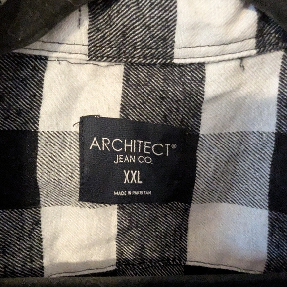 Men's Black and White Checkered Shirt - Picture 3 of 4